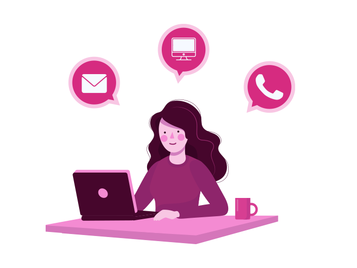 ilustração mulher no notebook atendendo