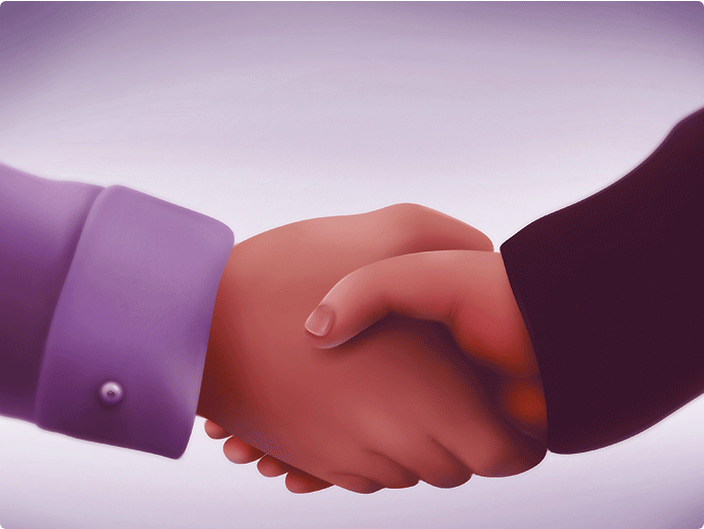 duas mãos se cumprimentando com simbologia de parceiros