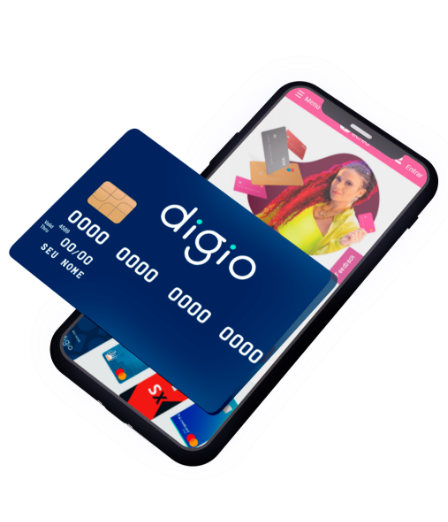 celular com cartão DIGIO em cima logada no site do ecred