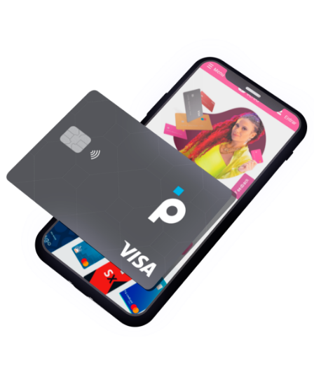 foto com celular logado no site da ecred com cartão pan em cima