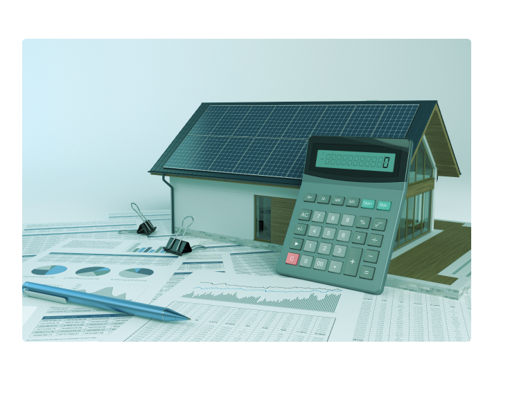 Casa e calculadora ilustrando como funciona o sistema financeiro de habitação em um imóvel