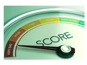 Termômetro medindo as taxas de score com o ponteiro na parte menor mostrando que está com o score baixíssimo