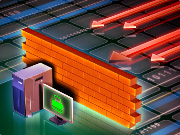 Computador com o desenho de um firewall para ilustrar o conteúdo do serasa premium