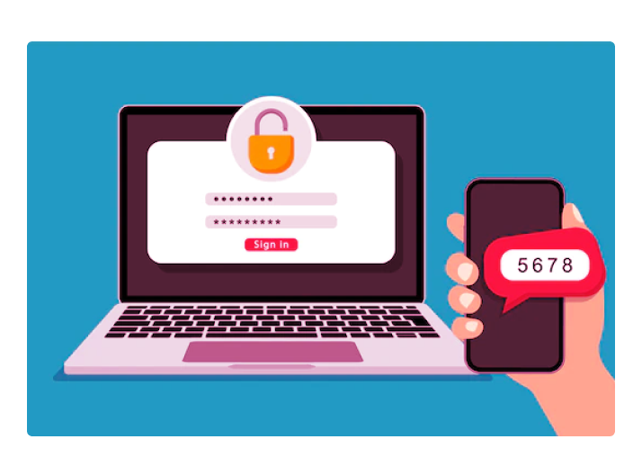 Uma mão segurando o celular e recebendo um código para fazer a verificação em duas etapas no seu notebook para proteger suas contas
