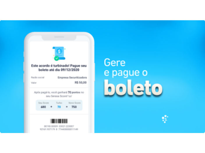 Gerando boleto de dívidas no aplicativo do serasa