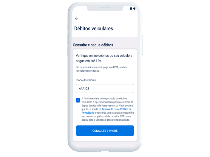 Passo três para digitar o número da placa de seu carro e verificar todos os débitos atuais