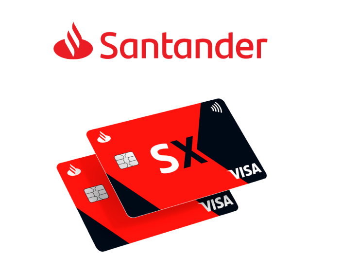 foto do cartão santander sx e a logo acima